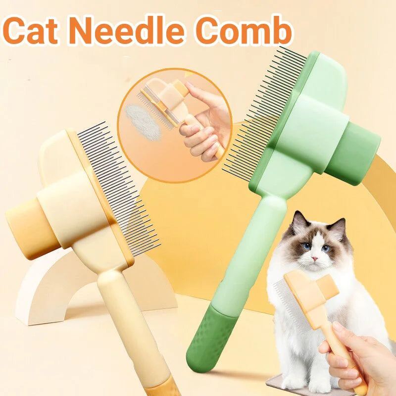 Self-Cleaning Pet Hair Comb for Dogs & Cats with Release Button