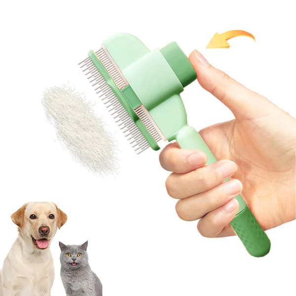 Self-Cleaning Pet Hair Comb for Dogs & Cats with Release Button